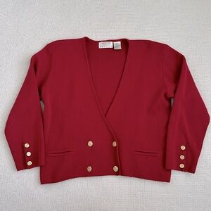 Vintage Talbots Wool Blend Red Cardigan Sweater Size Medium